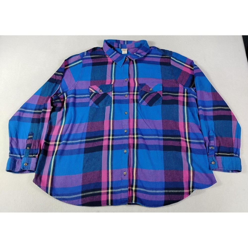 Mossimo Flannel Shirt Womens 3X Multicolor Plaid Cabincore Cozycore Outdoors